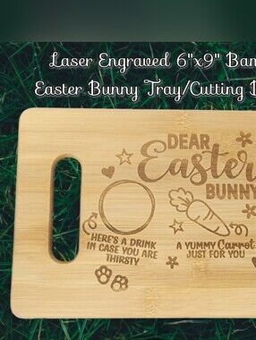 6"x9" Laser Engraved Bamboo Easter Bunny Tray/Cutting Board!